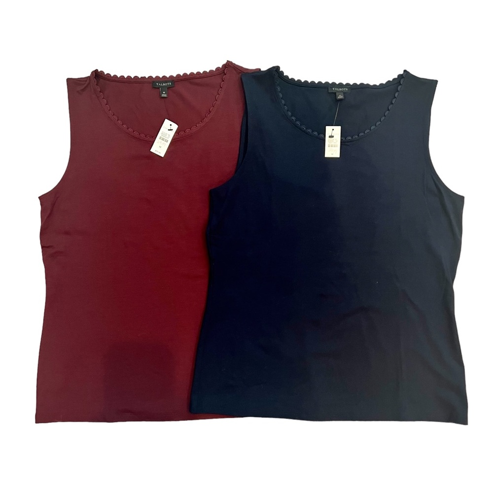 2 Womens NWT Talbots tank tops size Medium navy,maroon,office,sleeveless